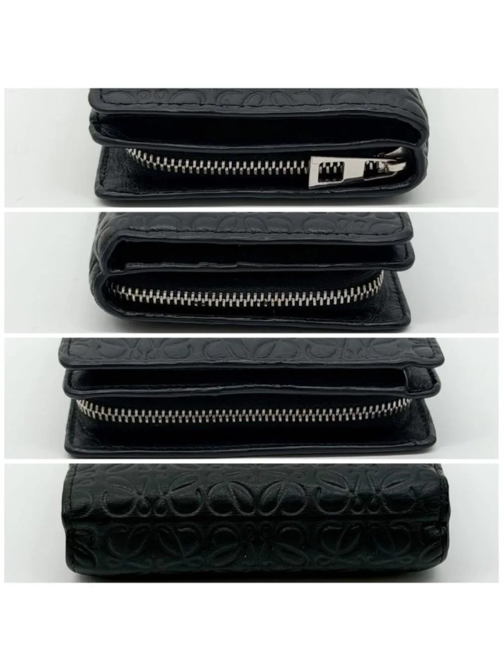 Loewe Repeat Anagram Bifold Black Compact Zip Mini Wallet